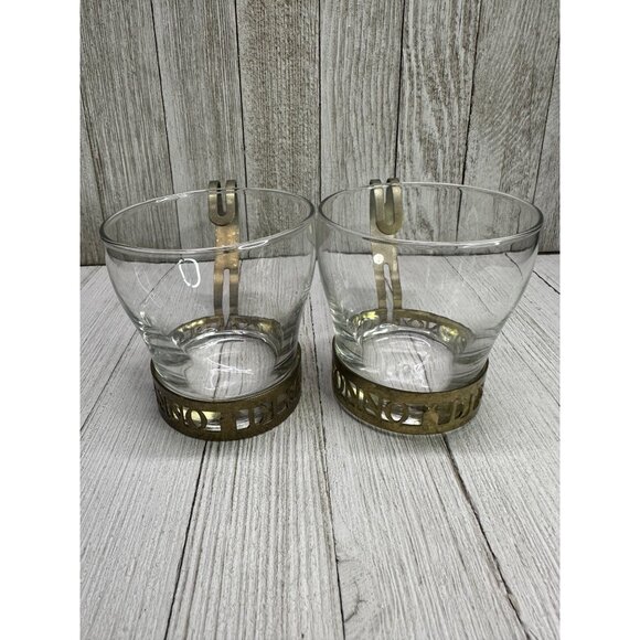 Vintage Disaronno Liquor Cocktail Libbey Glass Cups Metal Handle - Set Of 2 - Picture 1 of 7